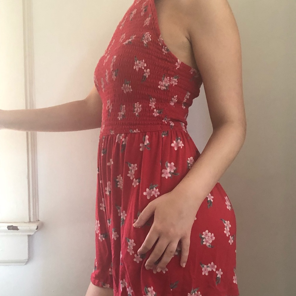 Hollister red floral romper